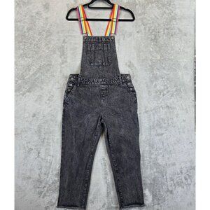 Laser Kitten Forever 21 Overalls Womens Medium Rainbow Straps Rose Heart Denim